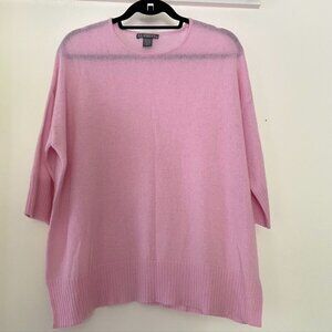 Alashan Cashmere Sweater O/S Pink Pullover Oversized Relaxed Lagenlook Layers